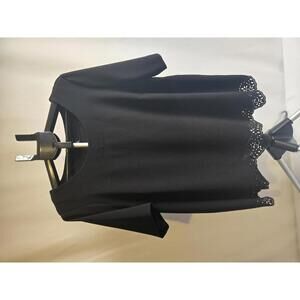 Torrid Black Short Sleeve Top with Scalloped Hem